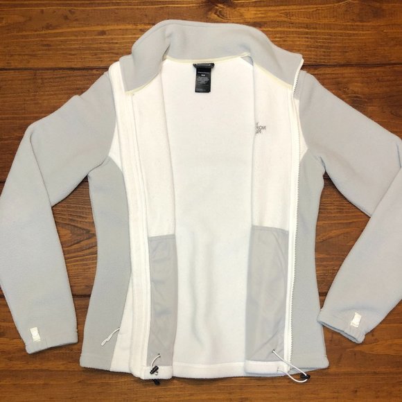 North Face Women's Fleece Jacket - Full Zip, White & Gray - Picture 3 of 11